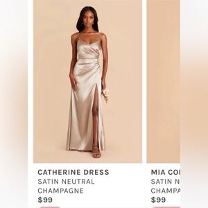 Birdy grey Catherine dress in neutral shiny champagne size XS